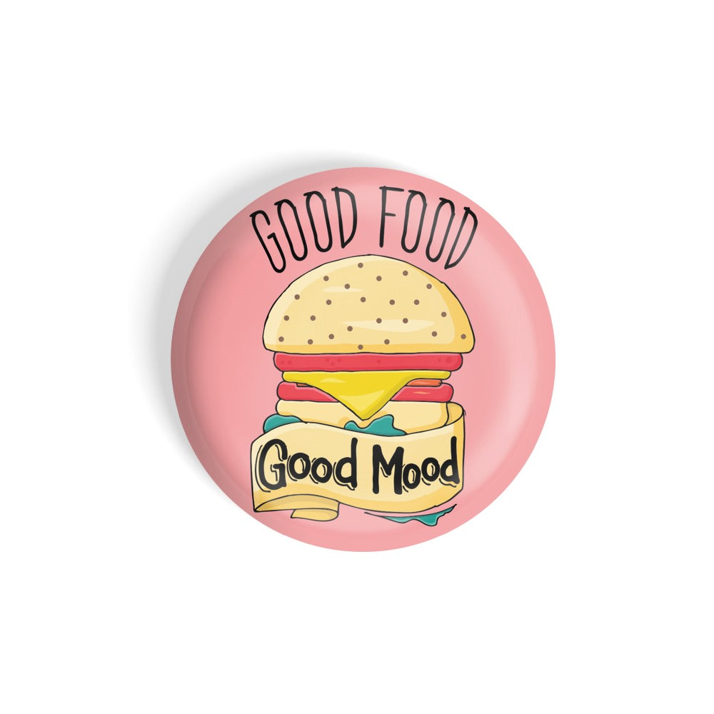 dhcrafts Round Fridge Magnet Multicolour Food Lovers Good Food Good Mood Burger Glossy Finish Design Pack of 1 (75 mm)